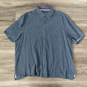 Nat Nast Luxury Originals Men Size XL Navy Shirt Short Sleeve 70 Silk 30 Cotton